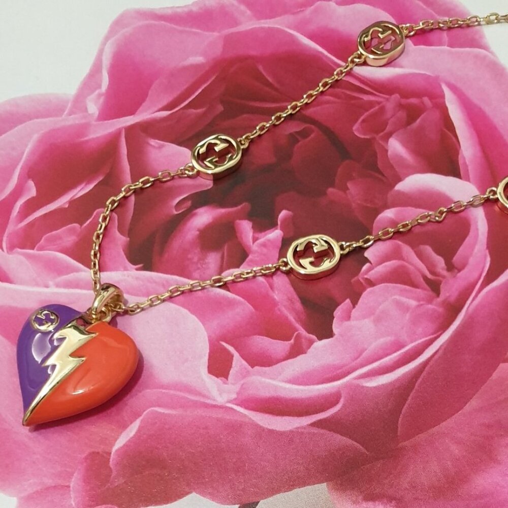 Heart Gucci Multi Color Necklace Pendant Fashion Women Casual Formal Jewelry